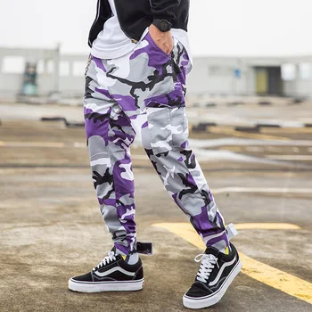 Streetwear Maskēties Jogger Kravas Bikses Vīriešu 2019 Hip Hop Gadījuma Kokvilnas Kabatas Harēma Bikses Camo Elastīga Vidukļa Bikses WG184
