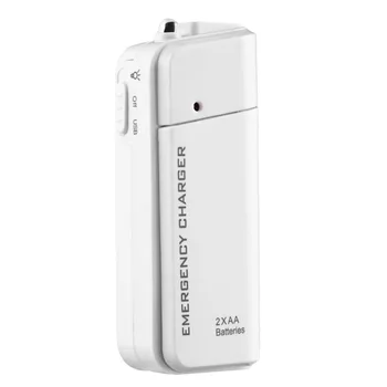 Universālais Portatīvo USB Avārijas 2 AA Baterijas Extender Lādētāja Jauda Banka Piegādes Box iPhone Mobilo Telefonu MP3 MP4 Balts