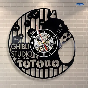 Studio Ghibli Totoro Plush_Exclusive sienas pulkstenis, kas izgatavots no vinila ieraksts saat