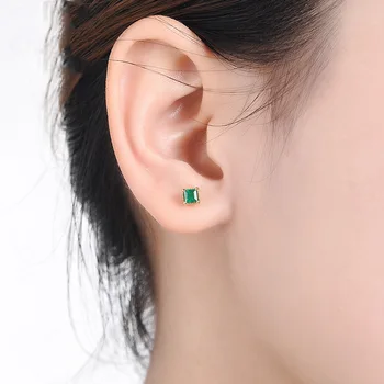 Bague Ringen 925 Sterling Sudraba Earings Sievietēm Ar Kvadrātveida Forma, Zaļš Krāsa Smaragda Dārgakmeņiem Sievietes Puses Vairumtirdzniecības Dāvanu