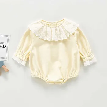 Rudens Baby Girl Bodysuit Salds Princese Meitenes, Lelle Apkakli, Garām Piedurknēm Bodysuits Baby Girl Jumpsuit Krekls