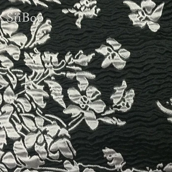 Maza vairumtirdzniecības Francija stilu, elegants melns pelēks reljefs ziedu žakarda brokāta auduma kleitu, mēteļu tissu tecidos dzijas SP4843