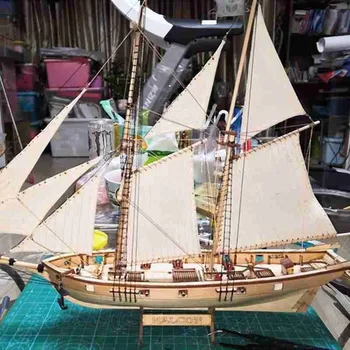 1:100 Koka Jahtu Modeli, Savienojot Ēkas Komplekti Kuģa Rotaļlietas Buru Modelis, Salikts Koka Komplekts DIY Koka Amatniecības Rotaļlieta Puika