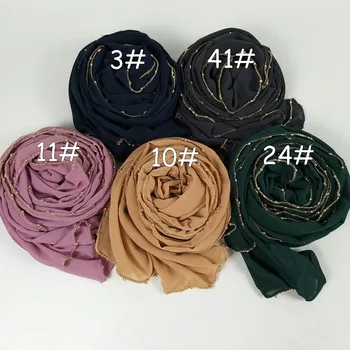 M23 20pcs Augstas kvalitātes zelta ķēdes liela izmēra šifona hijab šalle sieviešu šalle dāmu wrap galvu par 180*85cm 20pcs/daudz