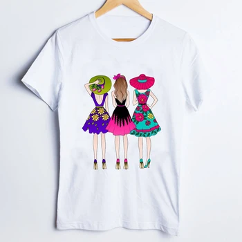 Lakrosa Sieviešu Drukāt Karikatūra Draugiem Beach Vasaras Gadījuma 90s Dāmas Drēbes, Dāmu Topi Apģērbi, Sieviešu T Krekls, Sieviešu T-Krekls