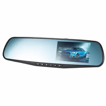 Vehemo 4.3 collu Dual Objektīvs Dash Cam Braukšanas Diktofons G-Gensor Izturīgs Autostāvvieta Monitors Auto On/Off Atpakaļskata Spoguļi Automašīnas DVR