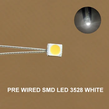 T3528W 20pcs 3528 SMD Led telefona rada Pre-pielodēti mikro litz Spilgti Balta 3 V JAUNAS