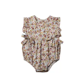 Ziedu Jaundzimušais Meitenes Dobi No Romper Vienu Gabalu Atpakaļ Pogu Jumpsuit Sunsuit Apģērbs Cloting 0-24M