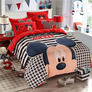 Disney mickey karikatūra gultas komplekts sega sedz palagu spilvendrānas 4gab gultas veļas komplekts