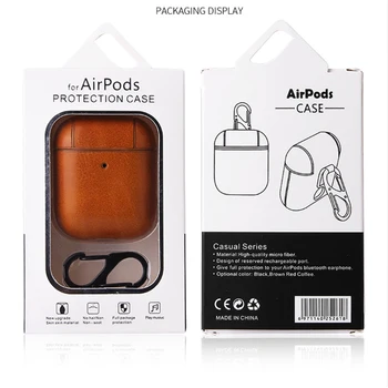 Bluetooth Austiņas Ādas Gadījumā Apple AirPods 1 2 Dabiskās Ādas, Triecienizturīgs Vāks Ādas Gaisa Pākstis Uzlādes Kaste Ar Āķi