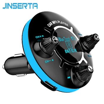 JINSERTA Liels Slēdzis Power ON OFF Auto Modulators Brīvroku Komplektu, Bluetooth, FM Raidītājs Audio Auto MP3 Atskaņotājs ar AUX Out TF USB Mūzika