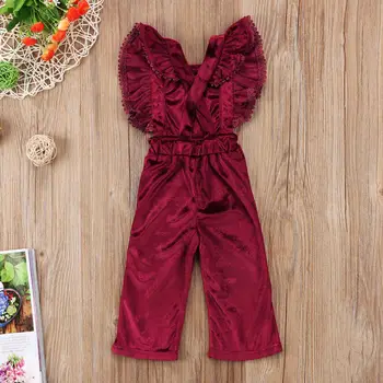 Toddler Bērniem, Meitenēm, Romper Bez Piedurknēm Backless Kombinezonus Meitenei Apģērbu Kokvilnas Ciets Zilā Red Jumpsuit Cute Apģērbs
