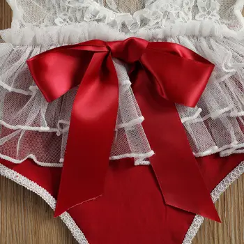 Ma&Mazulim 0-24M Valentīna Diena, Bērnu Meiteņu Drēbes, Jaundzimušā bērna Meitene Mežģīnes Priekšgala Romper Princese Ruffles Jumpsuit Sunsuit Costuems