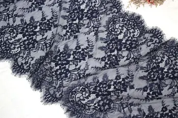 High-end divu toņu krāsa pelēka-apakšā melna līnija skropstu mežģīņu auduma DIY apģērbs kāzu plīvurs, svārki piederumi