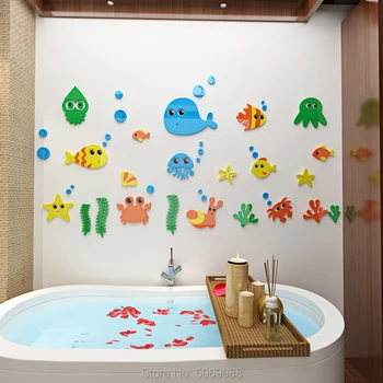 Zemūdens Pasaule 3D sienas uzlīmes natatorium tēmu guļamistaba bērnu istaba Okeāna zivju bērnudārza sienu apdare