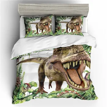 Dinozauru sērijas gultas komplekts bērnu sega sedz ar spilvendrāna 3D gulta MŪS Karalis/Karaliene/Full/Double lielums Gultasveļa