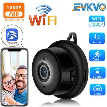 EVKVO 1080P mini kameras WIFI kameru smart home novērošanas kameru infrasarkano nakts redzamības kustības detektors baby monitor Yoosee