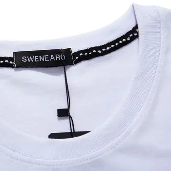 SWENEARO Vīriešu Tee Kreklu Apģērbu ar Īsām Piedurknēm Drukāts T Krekls Ikdienas Kokvilnas Vasaras Apģērbu Alfabēta drukāt Balts T-krekli Vīriešu S-5XL