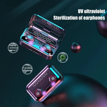 V13 9D stereo bluetooth 5.1 touch austiņas in-ear TWS bezvadu bluetooth austiņas uv lukturīti LED ciparu displejs