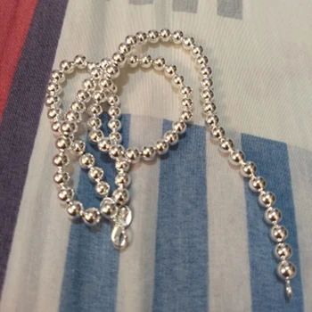 DOTEFFIL 925 Sterling Sudraba Gluda 6mm Pērles Bumbiņu Ķēde, Kaklarota Sievietēm Modernu Kāzu Saderināšanās Rotas, Bezmaksas Piegāde