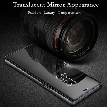 Luksusa Spogulis, Apskatīt Smart Flip Case For Huawei P Smart 2018. gadam sākotnējo Magnētisko fundas huawai PSmart ATT-LX1 ATT LX1 uz Tālruņa Vāciņu