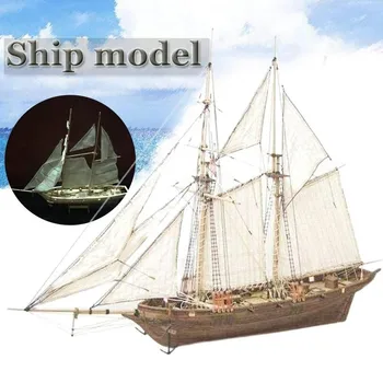 1:100 Koka Jahtu Modeli, Savienojot Ēkas Komplekti Kuģa Rotaļlietas Buru Modelis, Salikts Koka Komplekts DIY Koka Amatniecības Rotaļlieta Puika